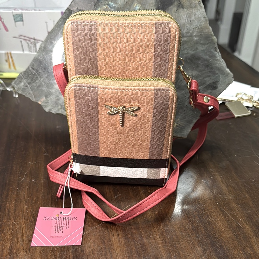 Deluxity Brown and Pink Crossbody Bag Nwt $180